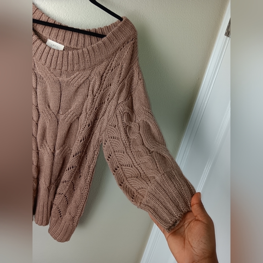 Vici off the shoulder oversized cable knit sweater. - Picture 5 of 8